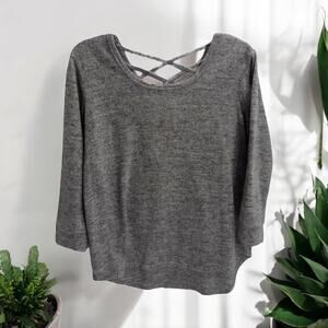 Women’s Size S 3/4 Cuff Sleeve With Hollow Criss Cross Back MicroFleece Gray